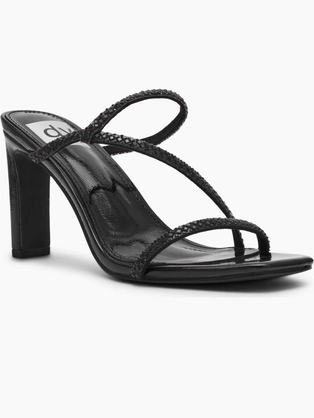 DV by Dolce Vita Black Patent Strappy Block Heel Sandal